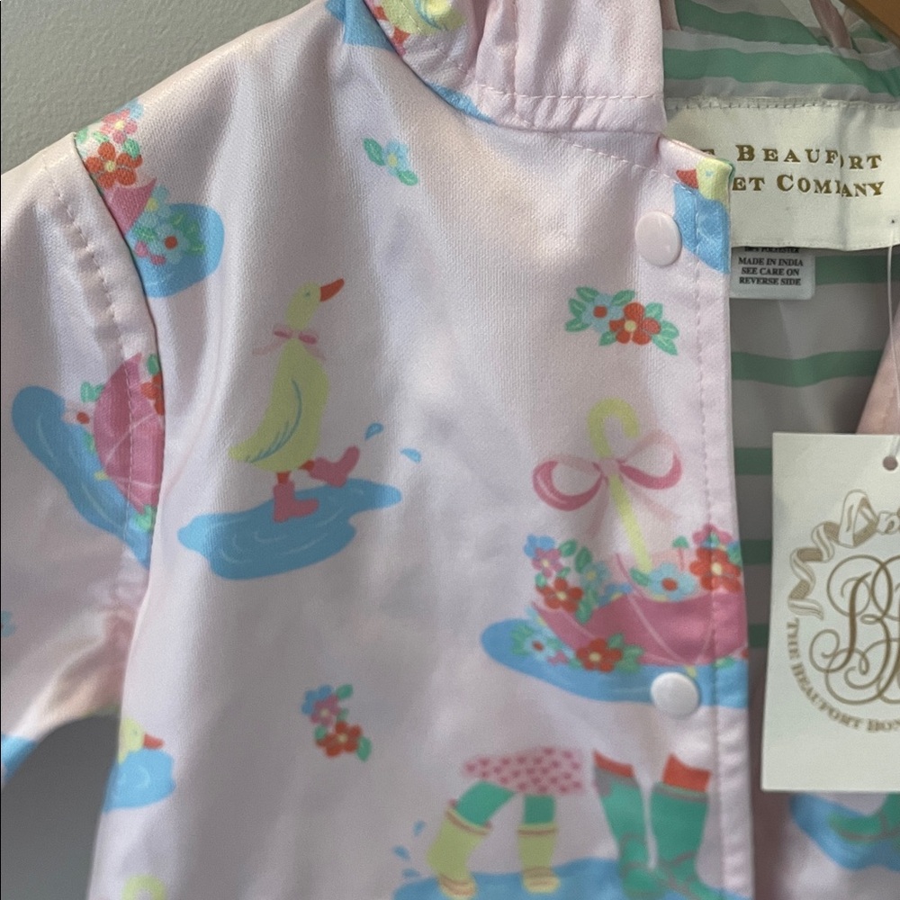 Pink Kids Raincoat with Fun Prints Ducks TBBC NWT size 18-24 maths - Picture 3 of 3